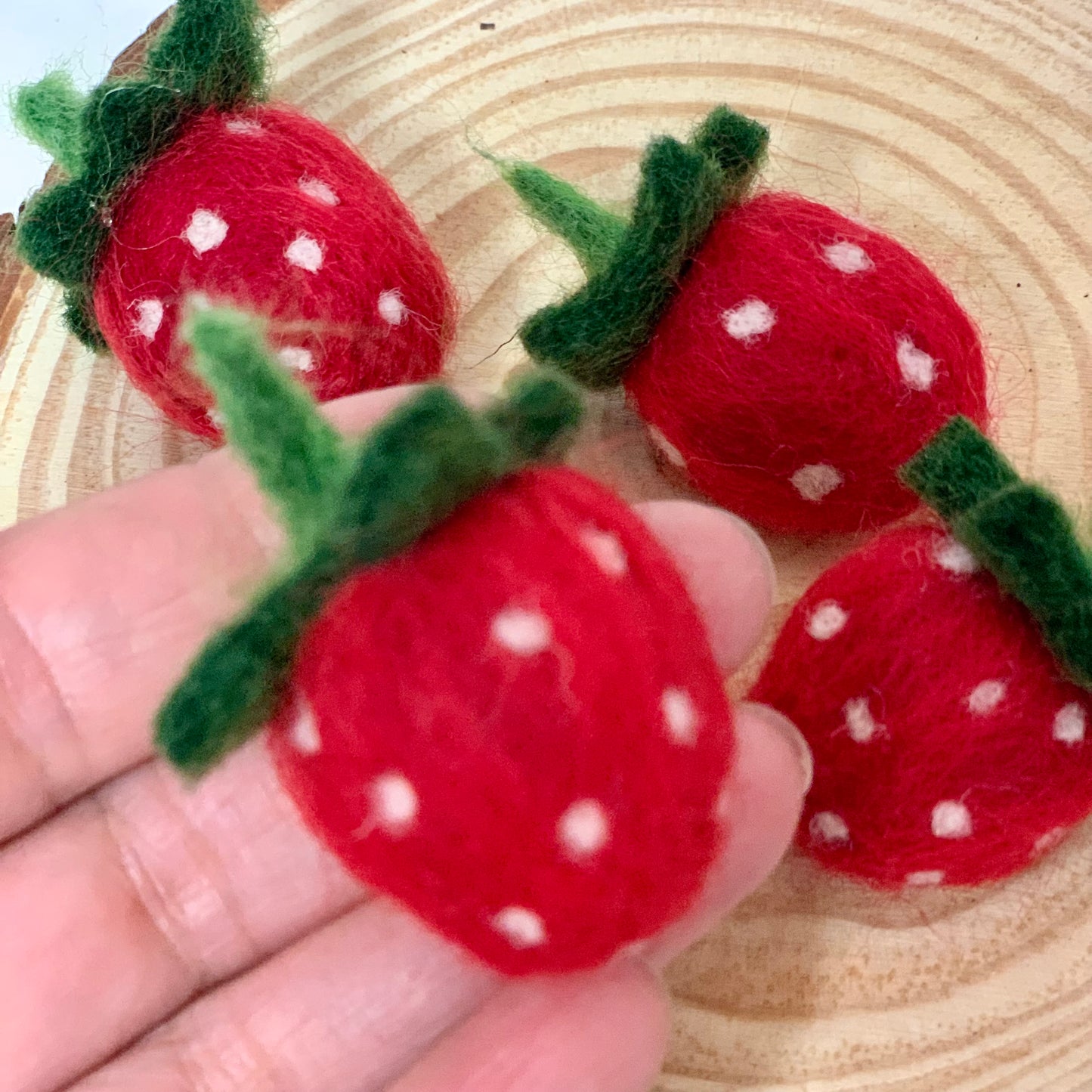 Needle Felted Strawberry Ornament | Handmade Bowl Filler | Farmhouse Decor-Strawberry Decoration | Vintage Style Wool Strawberries