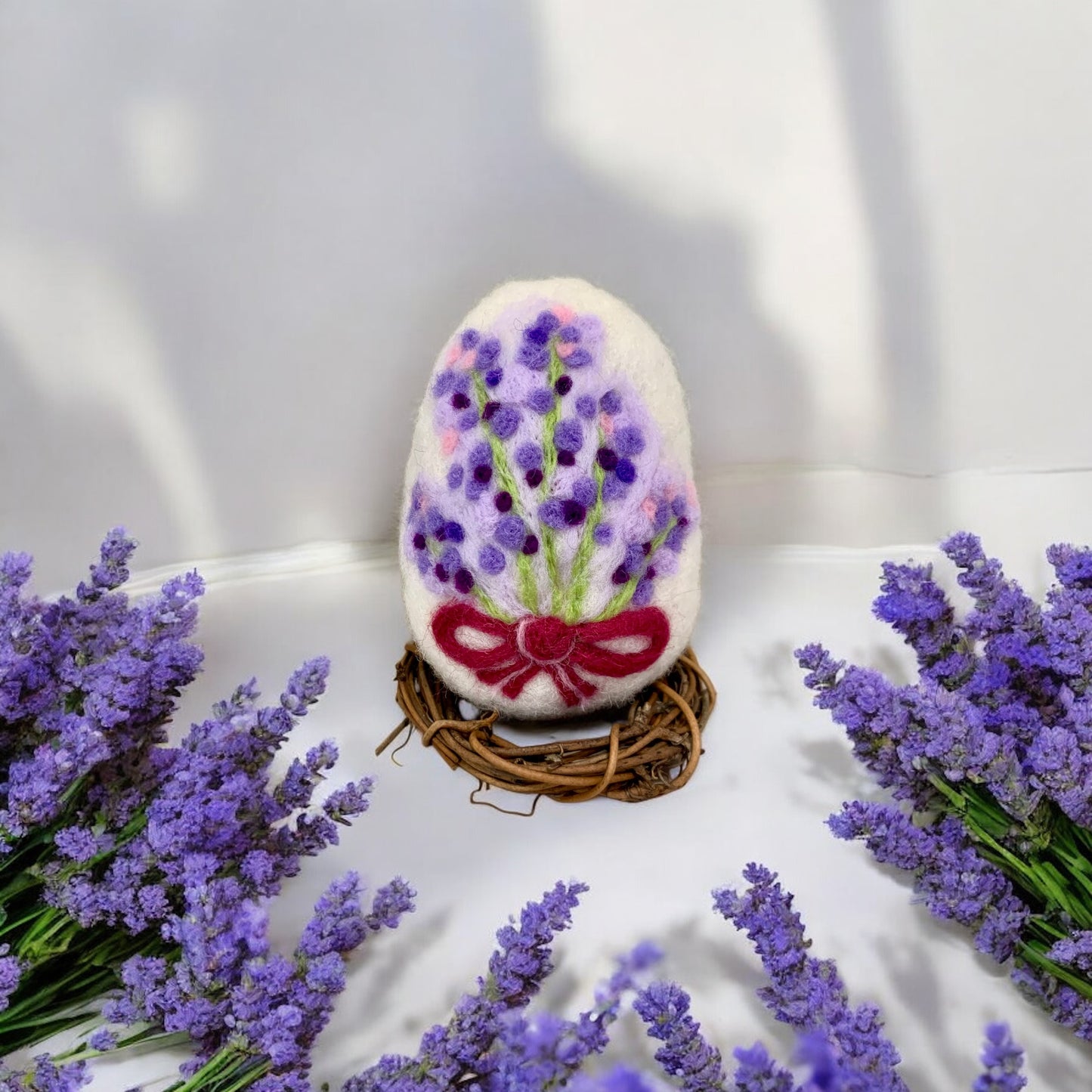 Handmade Wool Felt Lavender Floral Design Large Eggs for Easter | Felt Easter Ornaments | Easter Egg Hunt | Easter Decorations (Copy)