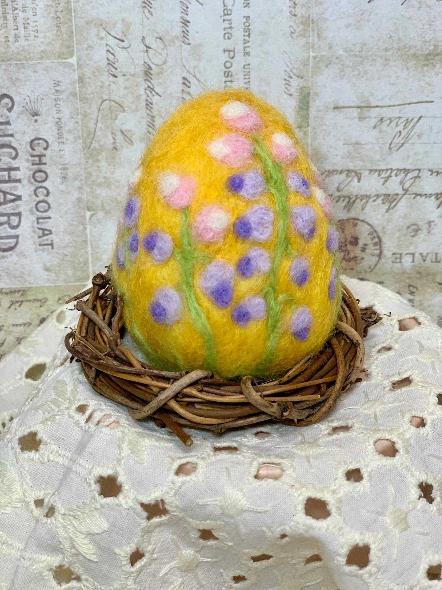 Handmade Wool Felt Floral Design Eggs for Easter | Felt Easter Ornaments | Easter Egg Hunt | Easter Decorations