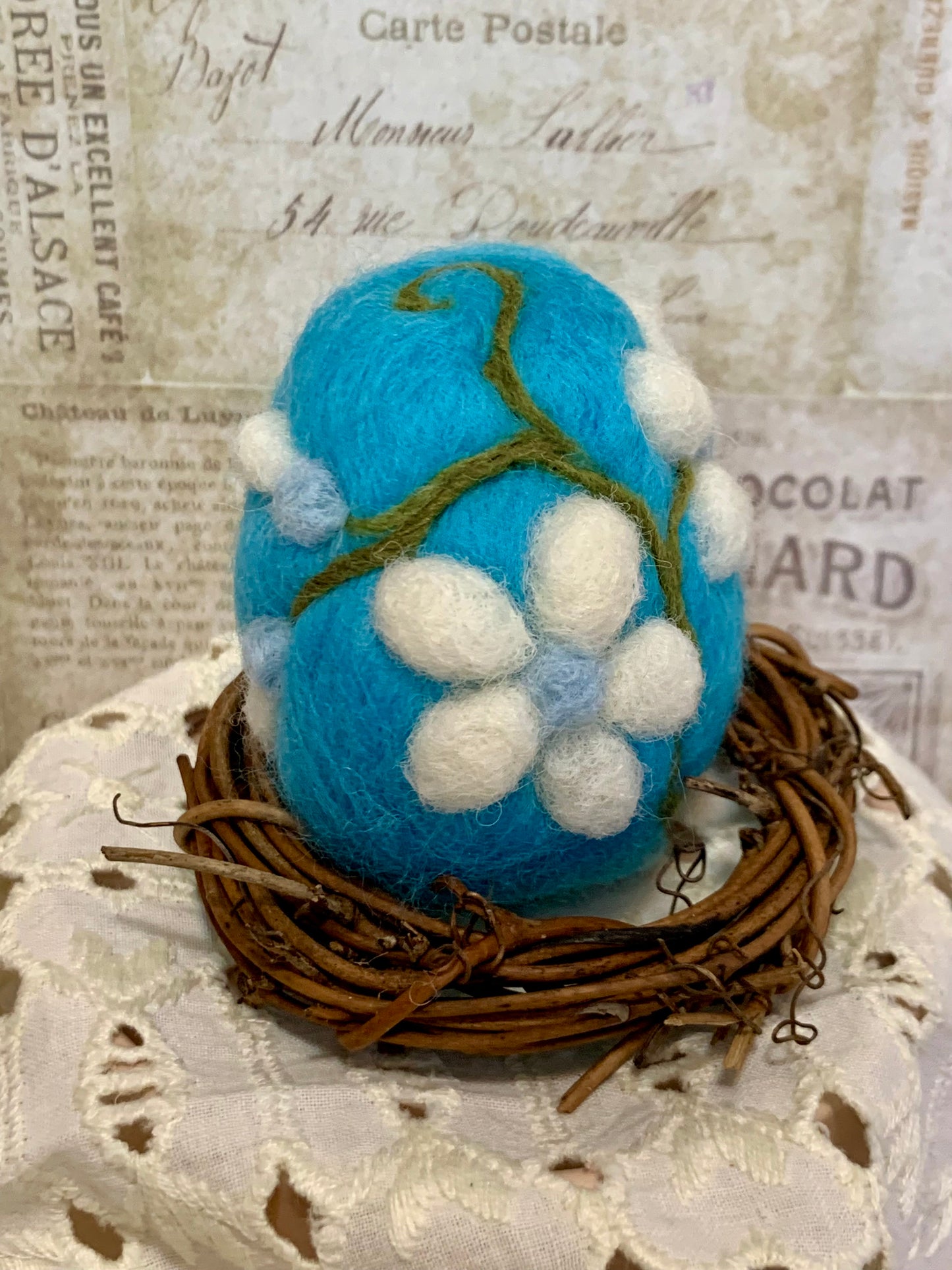 Handmade Wool Felt Floral Design Eggs for Easter | Felt Easter Ornaments | Easter Egg Hunt | Easter Decorations