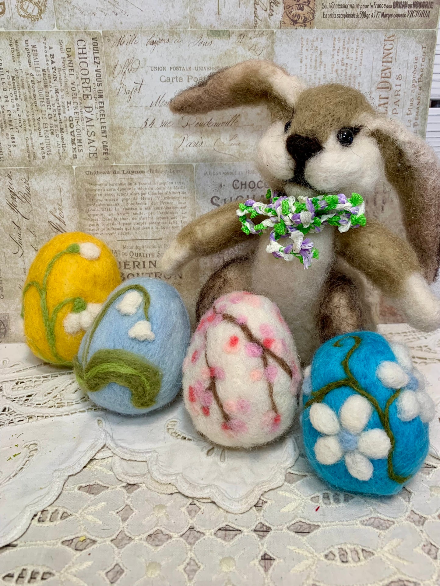Handmade Wool Felt Floral Design Eggs for Easter | Felt Easter Ornaments | Easter Egg Hunt | Easter Decorations