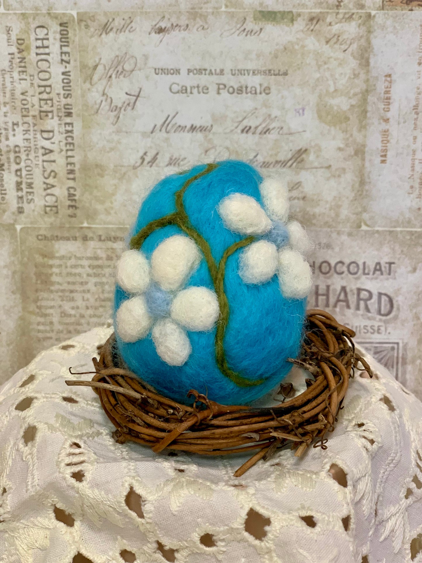 Handmade Wool Felt Floral Design Eggs for Easter | Felt Easter Ornaments | Easter Egg Hunt | Easter Decorations