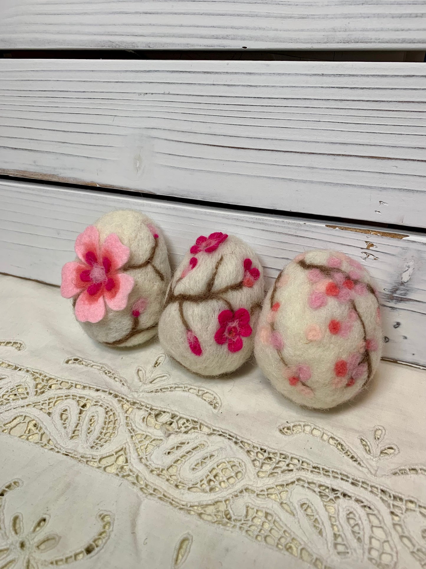 Handmade Wool Felt Floral Design Eggs for Easter | Felt Easter Ornaments | Easter Egg Hunt | Easter Decorations