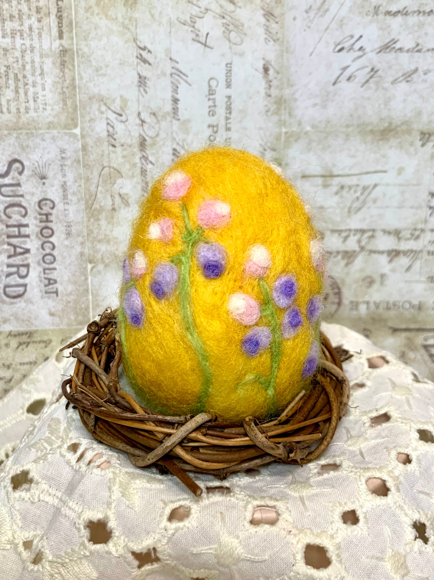 Handmade Wool Felt Floral Design Eggs for Easter | Felt Easter Ornaments | Easter Egg Hunt | Easter Decorations