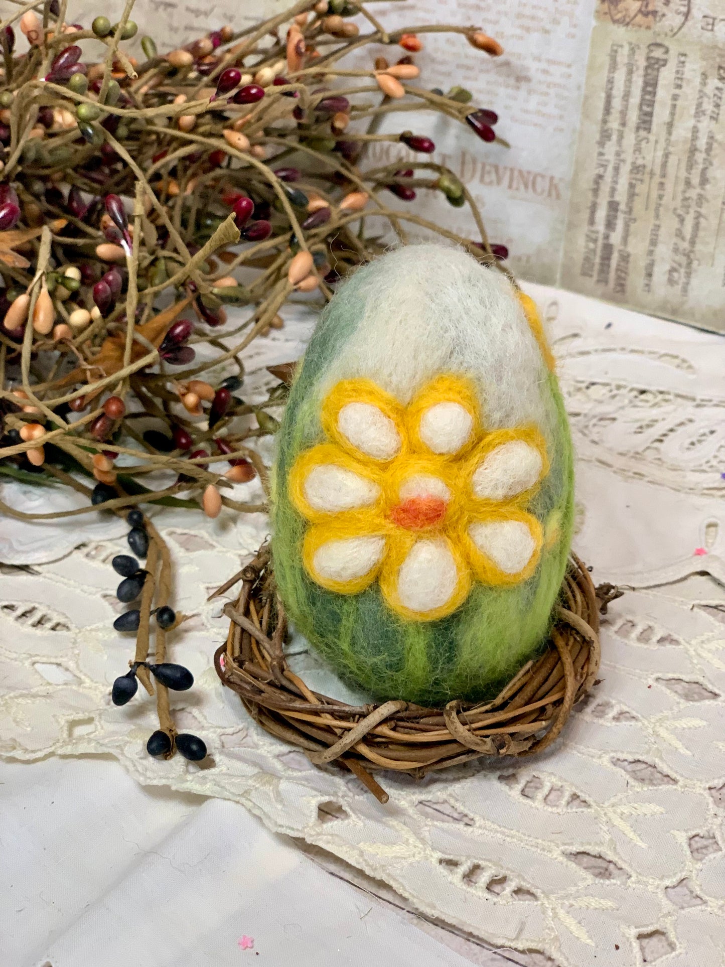 Handmade Wool Felt Floral Design Eggs for Easter | Felt Easter Ornaments | Easter Egg Hunt | Easter Decorations