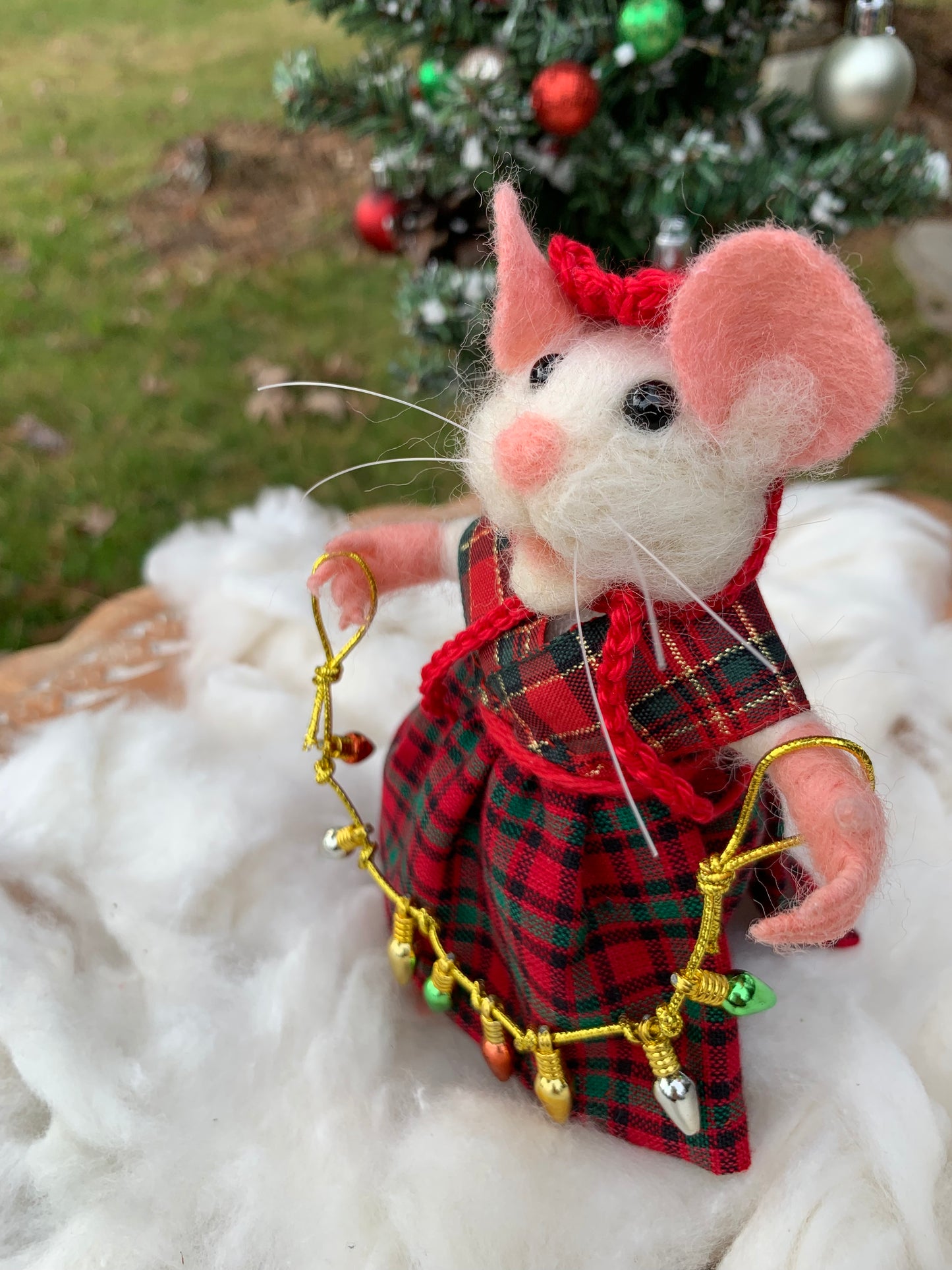 Needle-Felted Hilda the Mouse – Handmade Natural Fiber Art Doll | Whimsical Woodland Friend