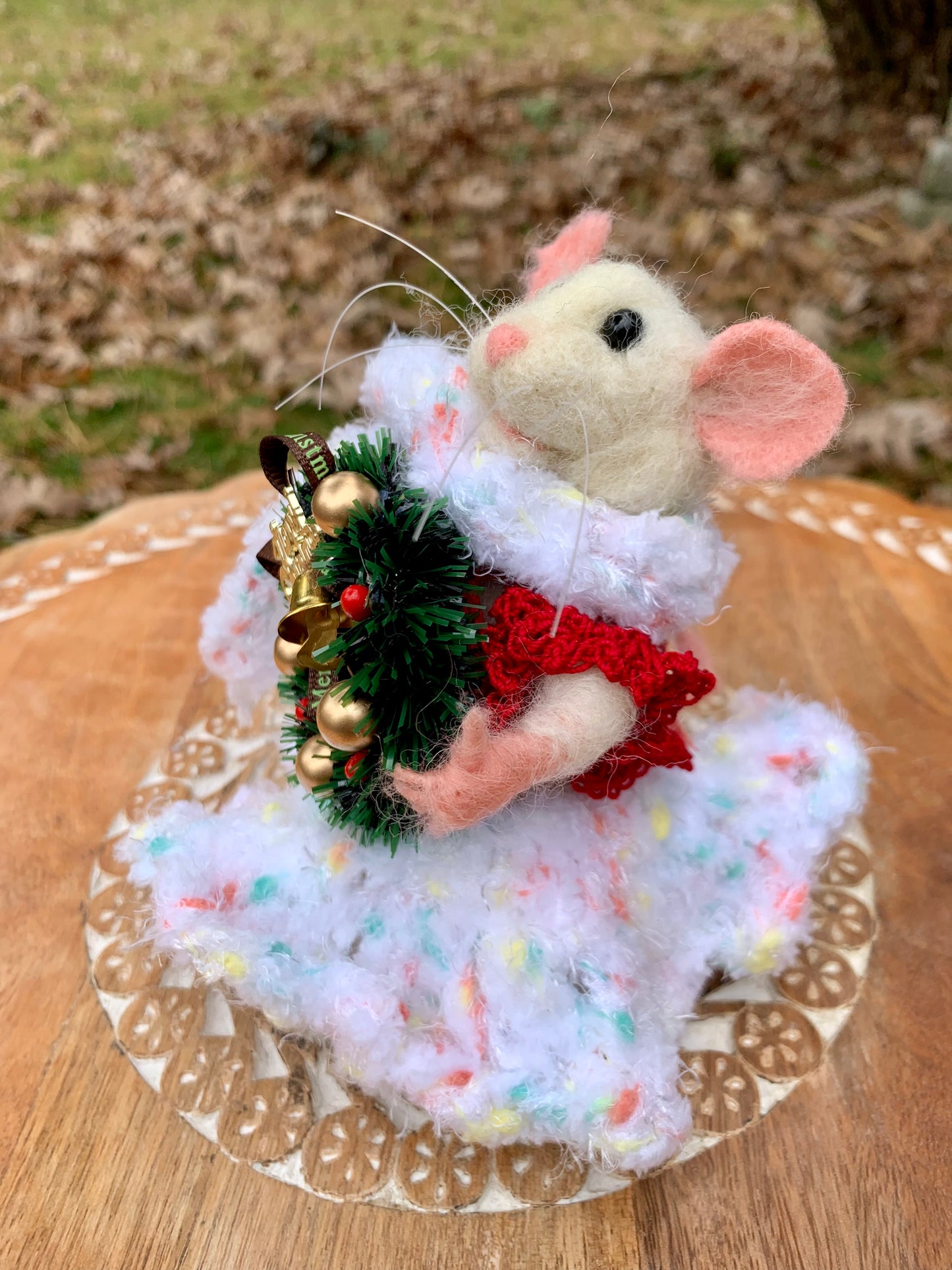 Needle-Felted Gloria the Mouse – Handmade Natural Fiber Art Doll | Whimsical Woodland Friend
