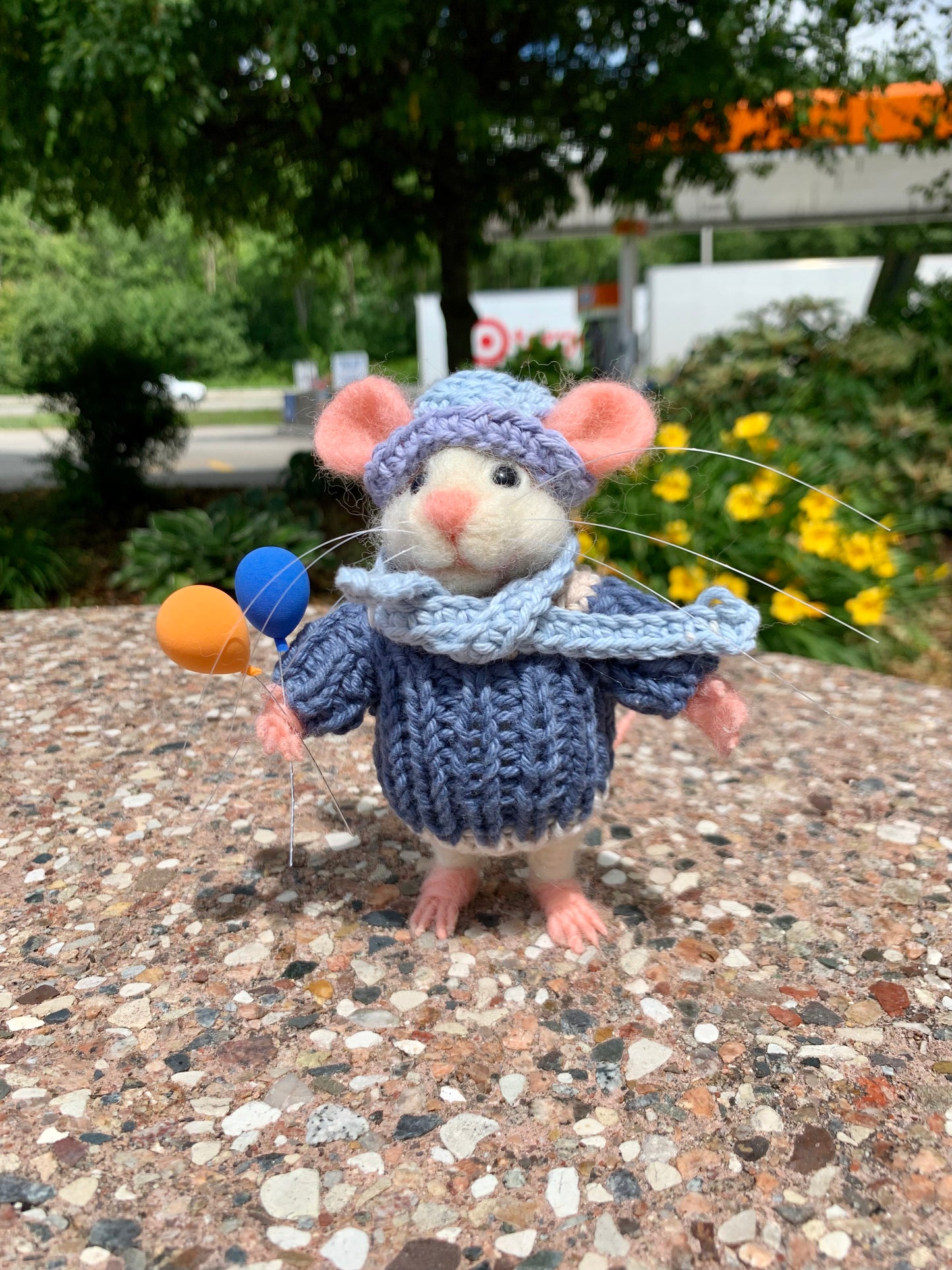 Needle-Felted Topo Adagio the Mouse – Handmade Natural Fiber Art Doll | Whimsical Animal Figurine