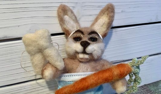 art doll bunny rabbit wool felted animal ooak