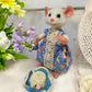 Handmade Felt Mouse in Summer Dress – Soft Wool Mouse Figurine