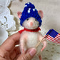 Needle Felted Patriotic Mouse – Handmade Wool Mouse in Red, White & Blue – Fourth of July Decor, Americana Figurine, Mouse Art Doll