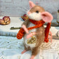 Needle-Felted Mouse Thanksgiving – Handmade Natural Fiber Art Doll | Whimsical Woodland Decor