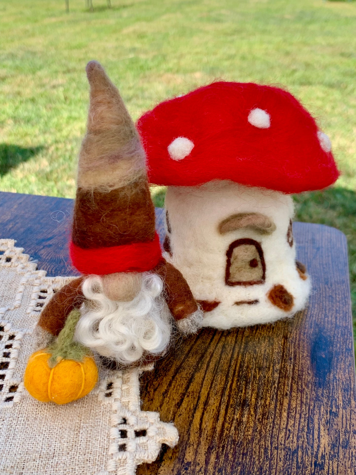 Needle Felt Gnome – Autumn Nordic Fall Decor – Short Wool Gonk – Handmade Woodland Gnome Waldorf Inspired Sculpture