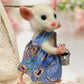 Handmade Felt Mouse in Summer Dress – Soft Wool Mouse Figurine