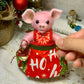 Needle Felted Christmas Pig Girl in Festive Outfit | Handmade Wool Toy | Cute Piggy Doll | Holiday Gift | Nursery Decor | OOAK Handmade Holiday Gift