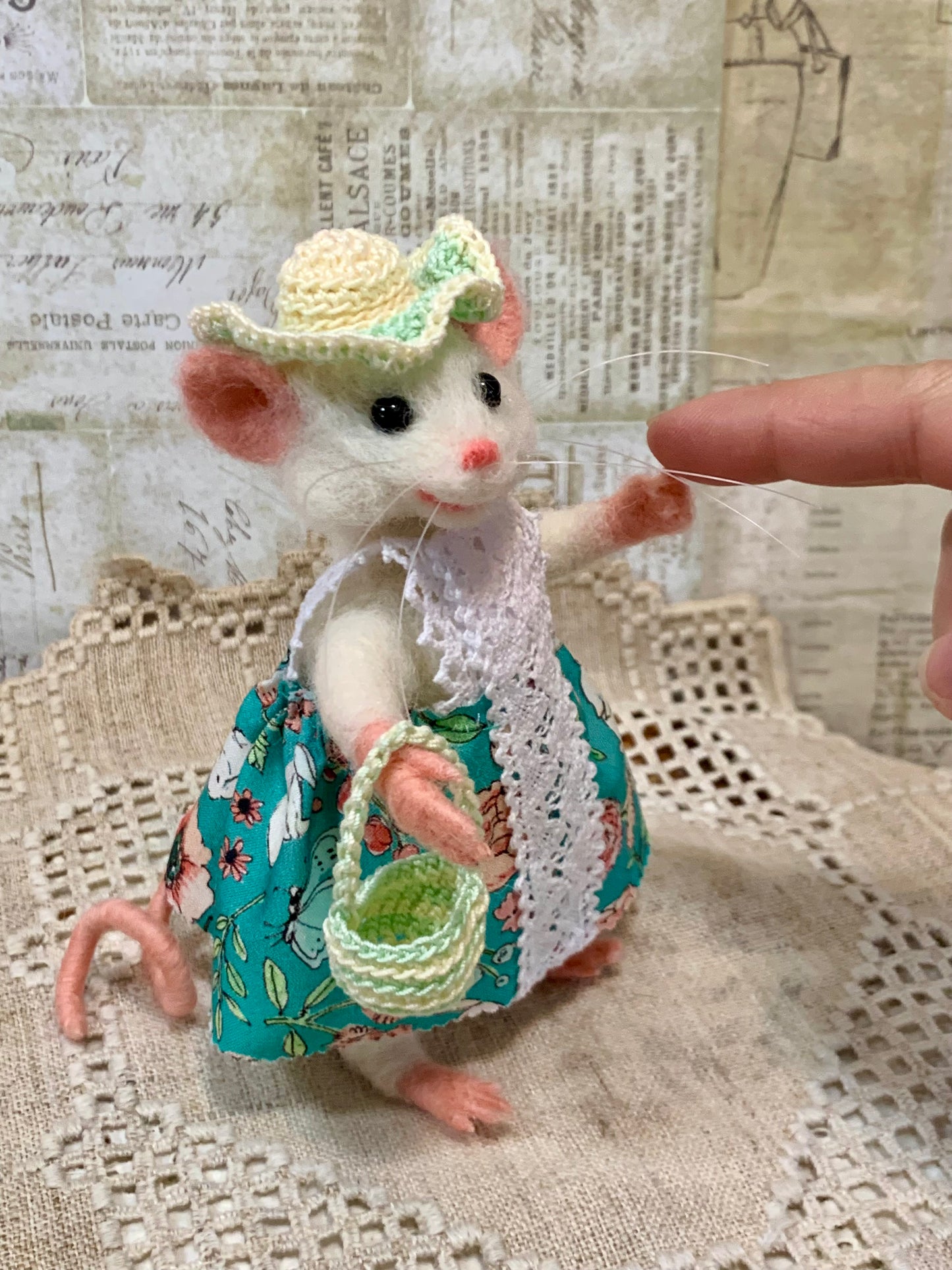 Sunshine Mouse – Needle Felted Mouse Doll – Whimsical Summer Decor