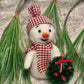 Christmas Felted Snowman - Handmade Toy with Winter Bell, Festive Decoration or Collectible Gift