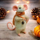 Needle-Felted Mouse Thanksgiving – Handmade Natural Fiber Art Doll | Whimsical Woodland Decor