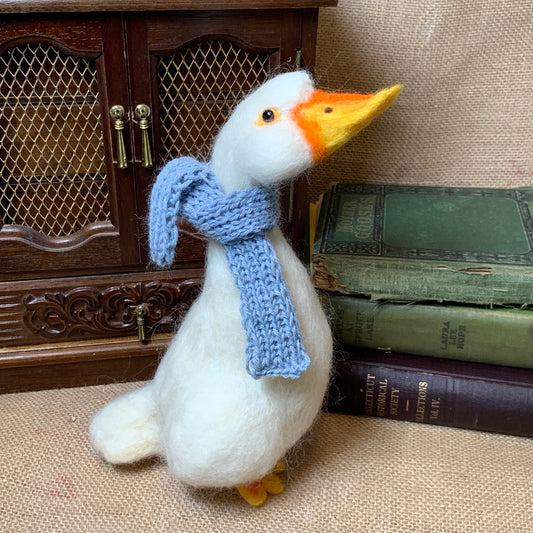 Handmade Needle Felted Goose – Wool Valentine Ornament & Collectible