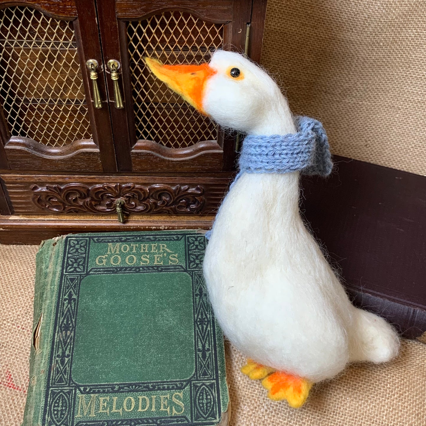 Handmade Needle Felted Goose – Wool Valentine Ornament & Collectible