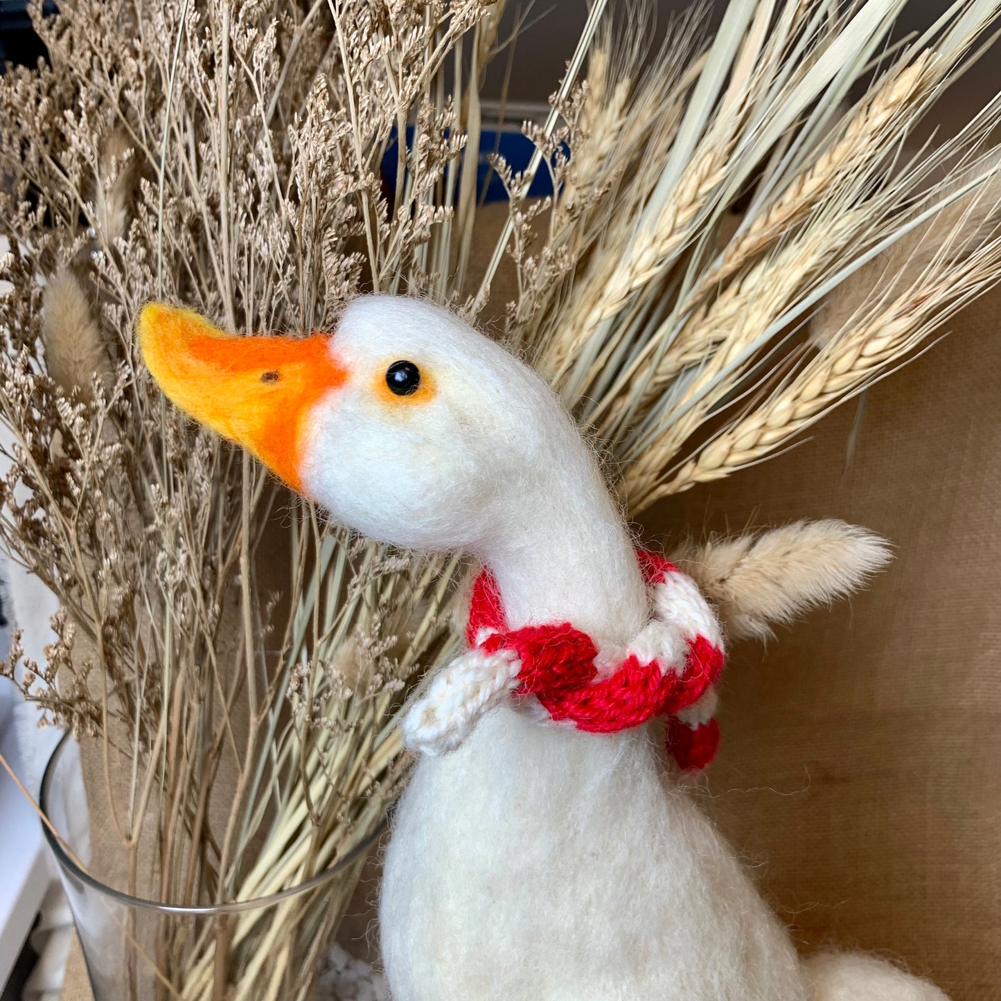 Handmade Needle Felted Goose – Wool Valentine Ornament & Collectible