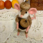 Needle-Felted Pip the Mouse with Acorn – Handmade Natural Fiber Art Doll | Whimsical Woodland Decor Collectible Dressed Figurine