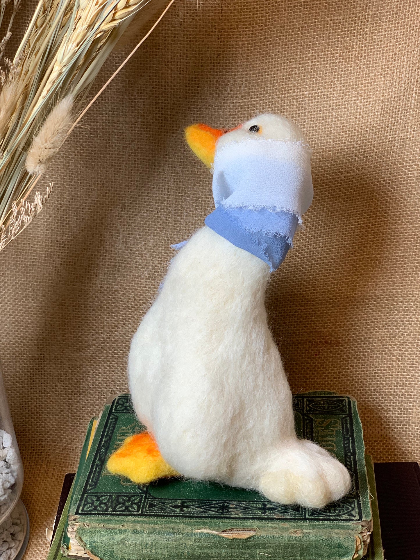 Handmade Needle Felted Lady Goose Glyceria – Wool Valentine Ornament & Collectible