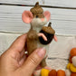 Needle-Felted Pip the Mouse with Acorn – Handmade Natural Fiber Art Doll | Whimsical Woodland Decor Collectible Dressed Figurine