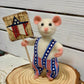 Needle-Felted Patriotic Mouse - Red, White & Blue Collectible Ornament, Unique Gift for USA Pride Decor