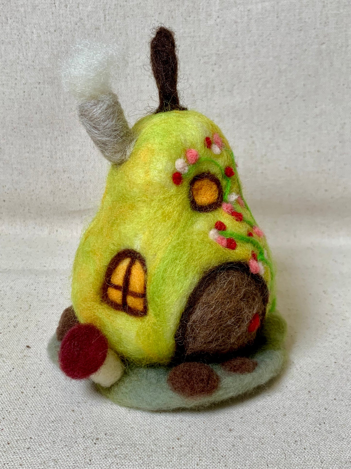 Needle Felt Pear Mouse House - Forest Decor – Handmade Woodland Waldorf Inspired Soft Sculpture