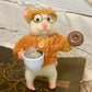 Maximilian Nibbleton the Coffee Mouse – OOAK Needle Felted White Mouse | Handmade Art Doll