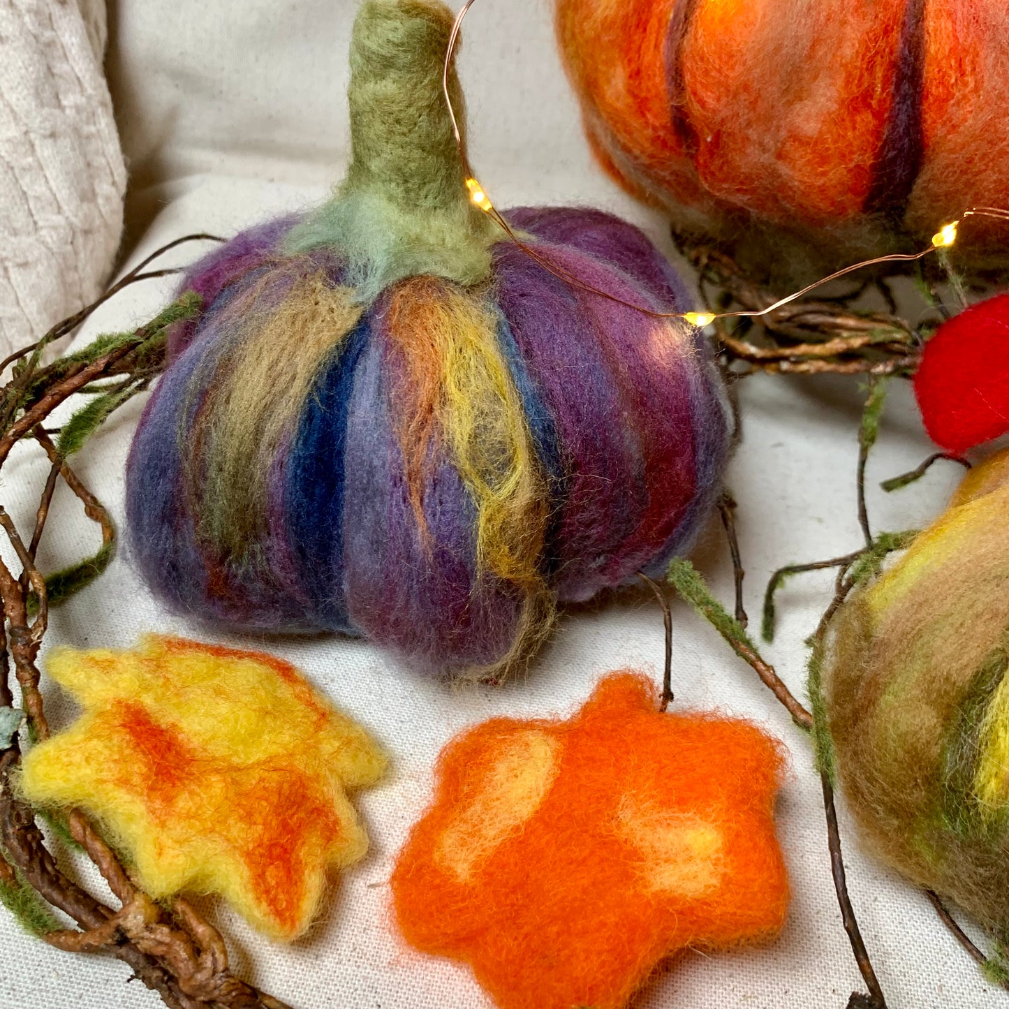 Large Needle Felted Pumpkin Set – Handmade Wool Fall Display, Rustic Autumn Decor, Custom Pumpkin Centerpiece, Harvest Table Decor