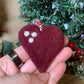 needle felted heart ornaments