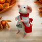 Needle-Felted Mouse Thanksgiving – Handmade Natural Fiber Art Doll | Whimsical Woodland Decor