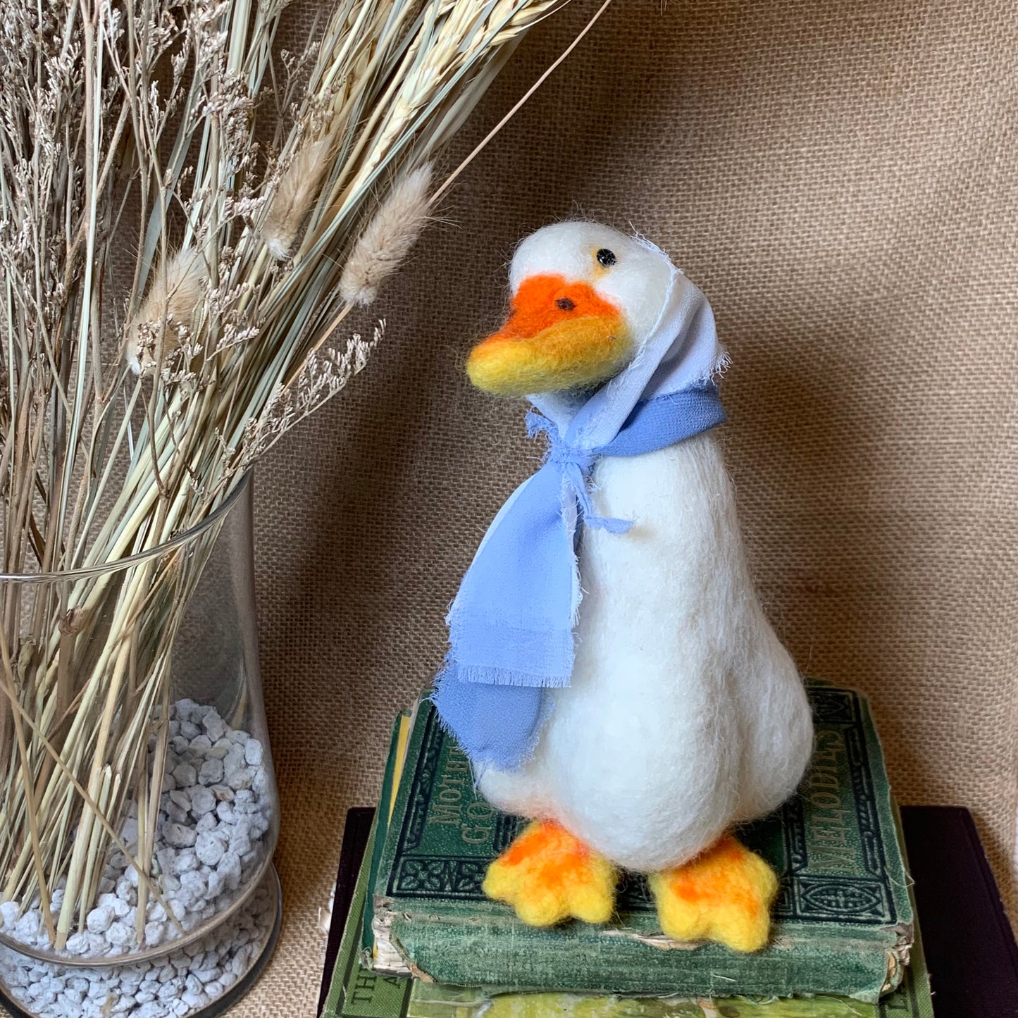 Handmade Needle Felted Lady Goose Glyceria – Wool Valentine Ornament & Collectible