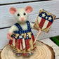 Needle-Felted Patriotic Mouse - Red, White & Blue Collectible Ornament, Unique Gift for USA Pride Decor