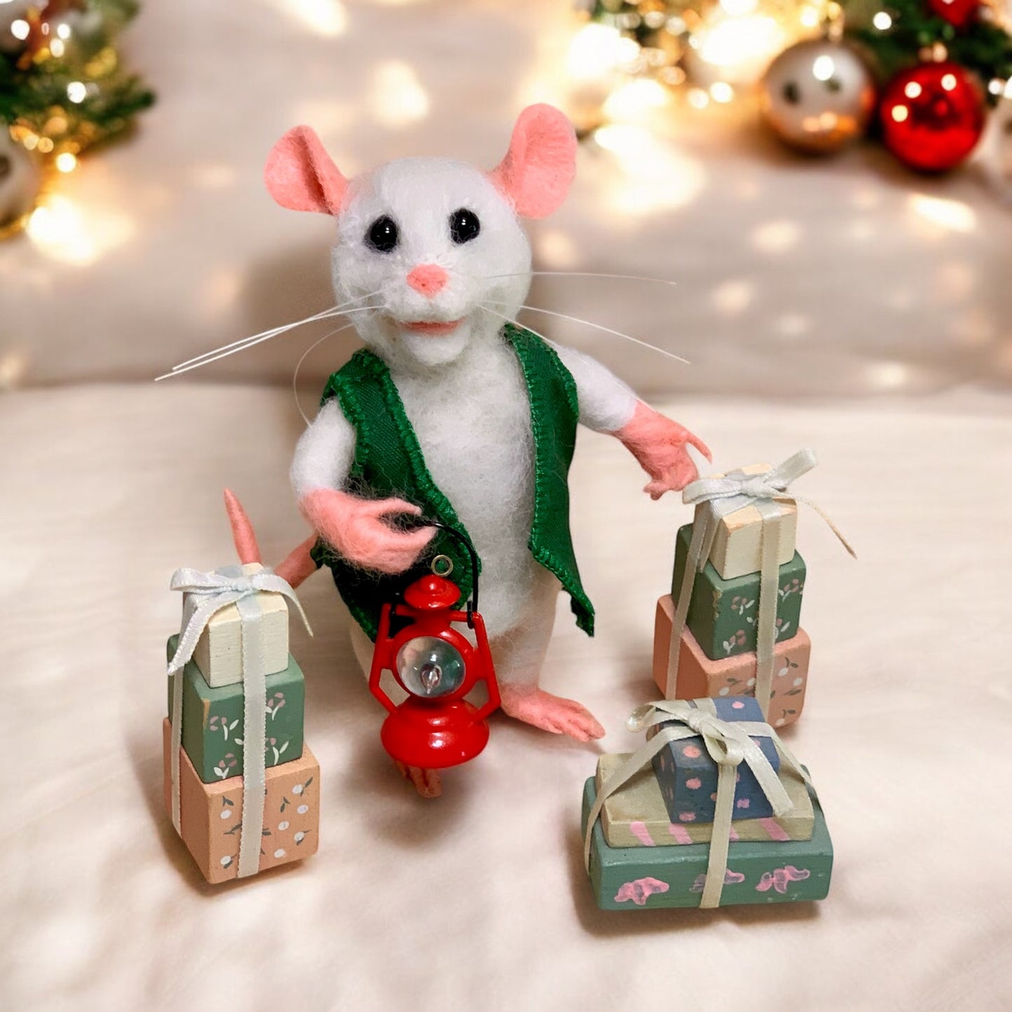 Felix the Mouse, natural fiber friend, felt mouse, OOAK Art Doll