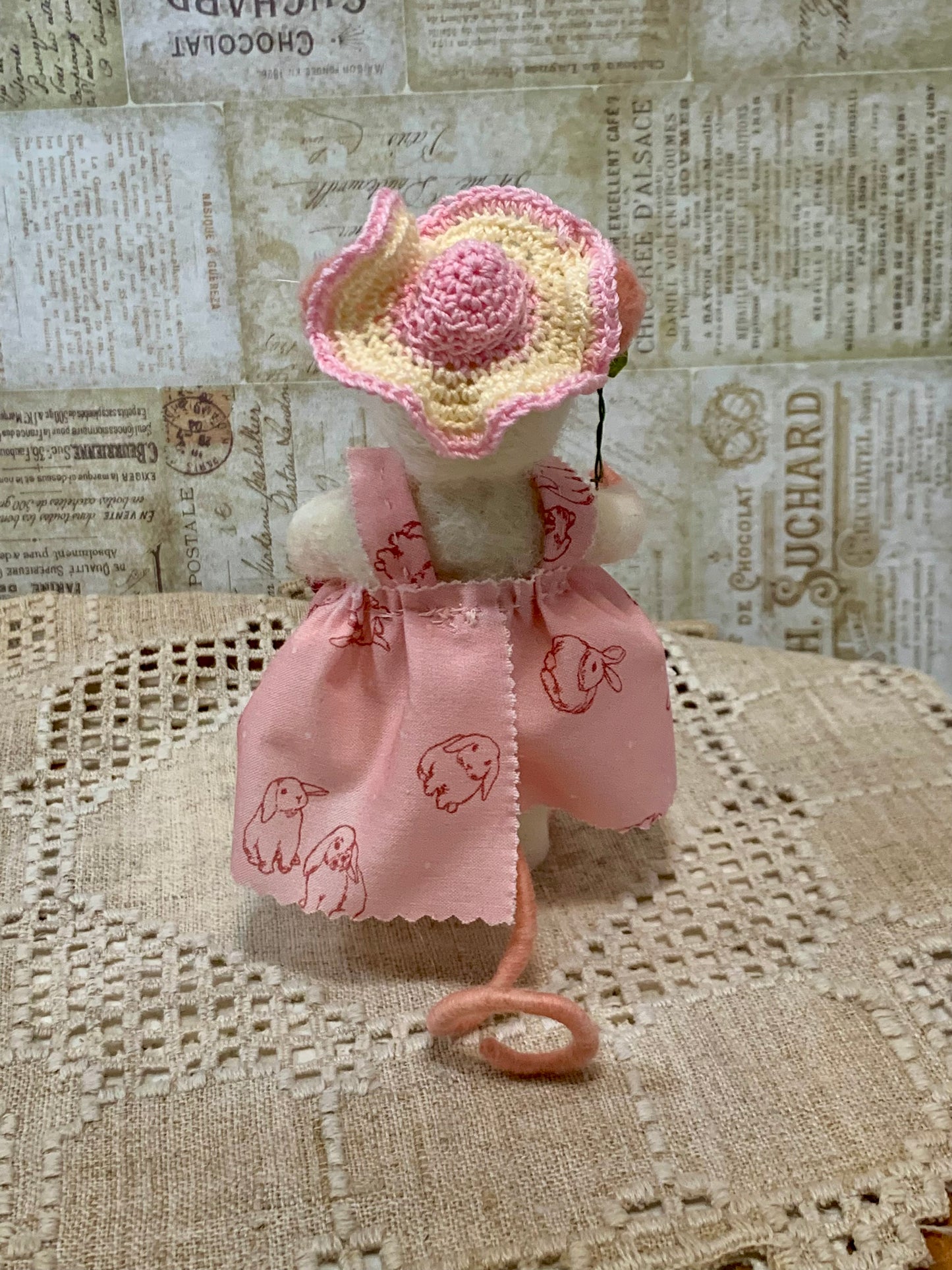 Spring Mouse  – Handmade Needle-Felted Collectible Art Doll