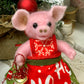 Needle Felted Christmas Pig Girl in Festive Outfit | Handmade Wool Toy | Cute Piggy Doll | Holiday Gift | Nursery Decor | OOAK Handmade Holiday Gift