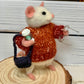 Pumpkin Needle-Felted Mouse – Handmade Autumn Decor, Cute Coffee Lover Mouse, Fall Gift, Wool Figurine for Mouse Collectors Stuffed Animal