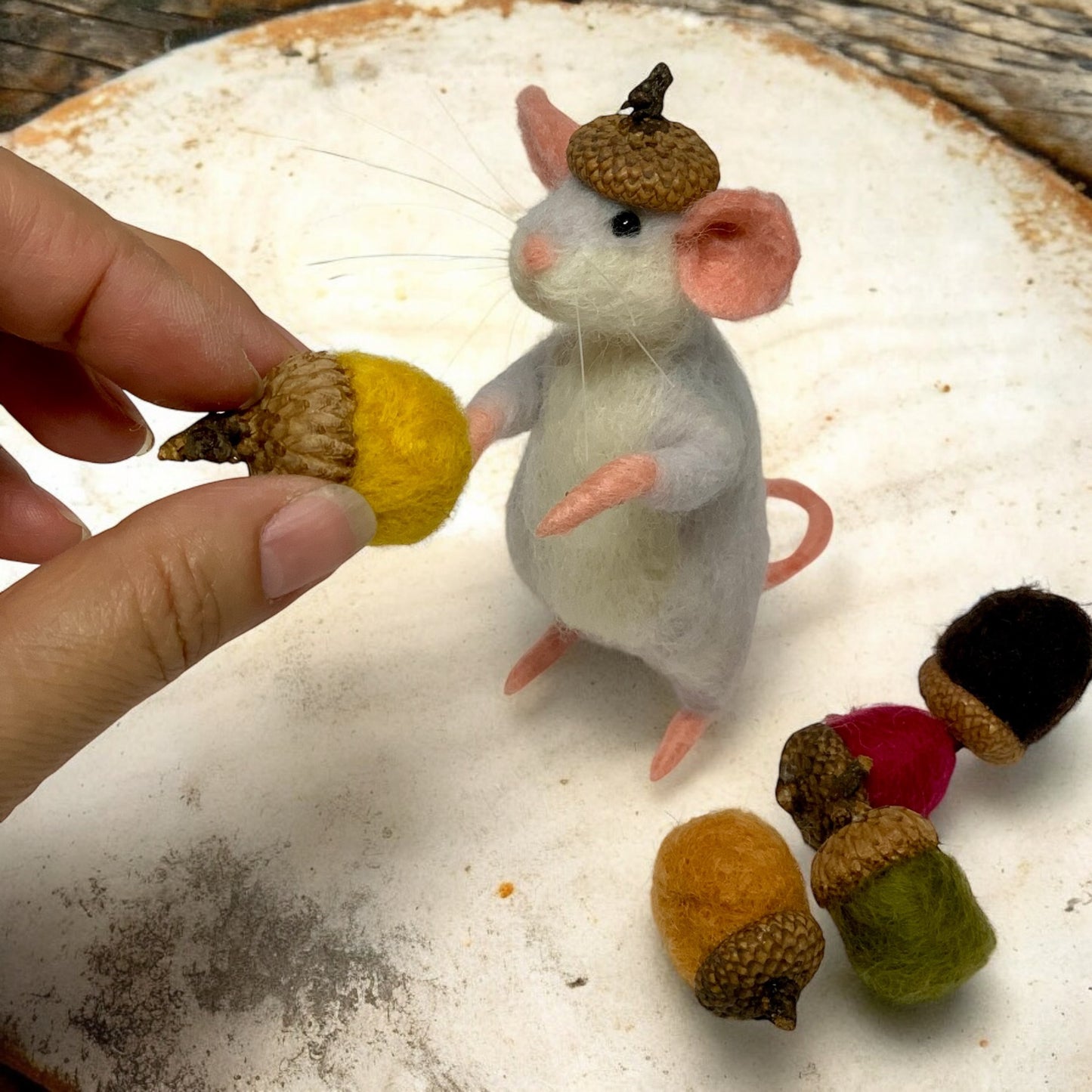 Needle-Felted Pip the Mouse – Handmade Natural Fiber Art Doll | Whimsical Woodland Decor Collectible Dressed Figurine