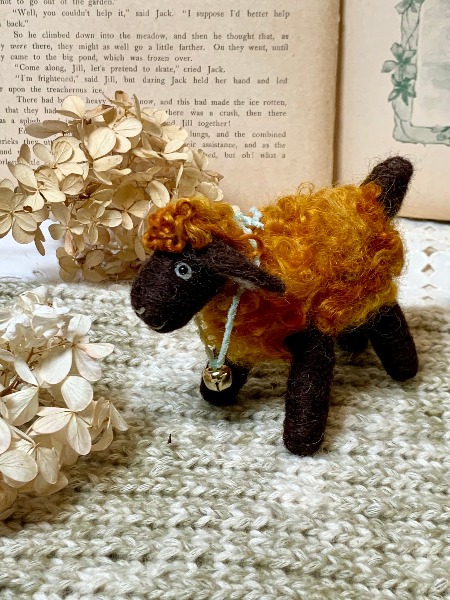 Needle Felted Sheep Cinnamon – Handmade Wool Animal, Soft Pastel Spring Decor, Collectible Waldorf Doll, Farmhouse Gift