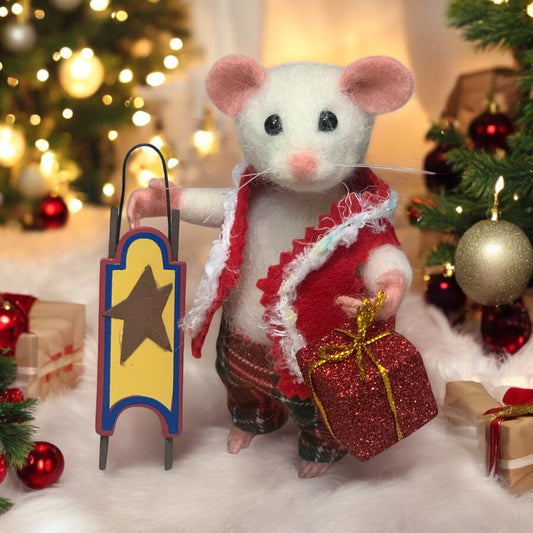 Needle Felted Mouse | Handmade Wool Animal Toy | Cute Mouse Figurine | Pet Lover Gift | Whimsical Home Decor Christmas Ornament