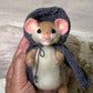 Peter the Mouse – Needle Felted Wool Wanderer with Cloak & Walking Stick | Handmade Collectible Art Doll