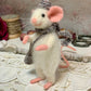 Needle-Felted Mouse with Book – Handmade Natural Fiber Art Doll | Whimsical Woodland Decor Collectible Dressed Figurine