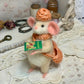 Needle-Felted Mouse with Book – Handmade Natural Fiber Art Doll | Whimsical Woodland Decor Collectible Dressed Figurine