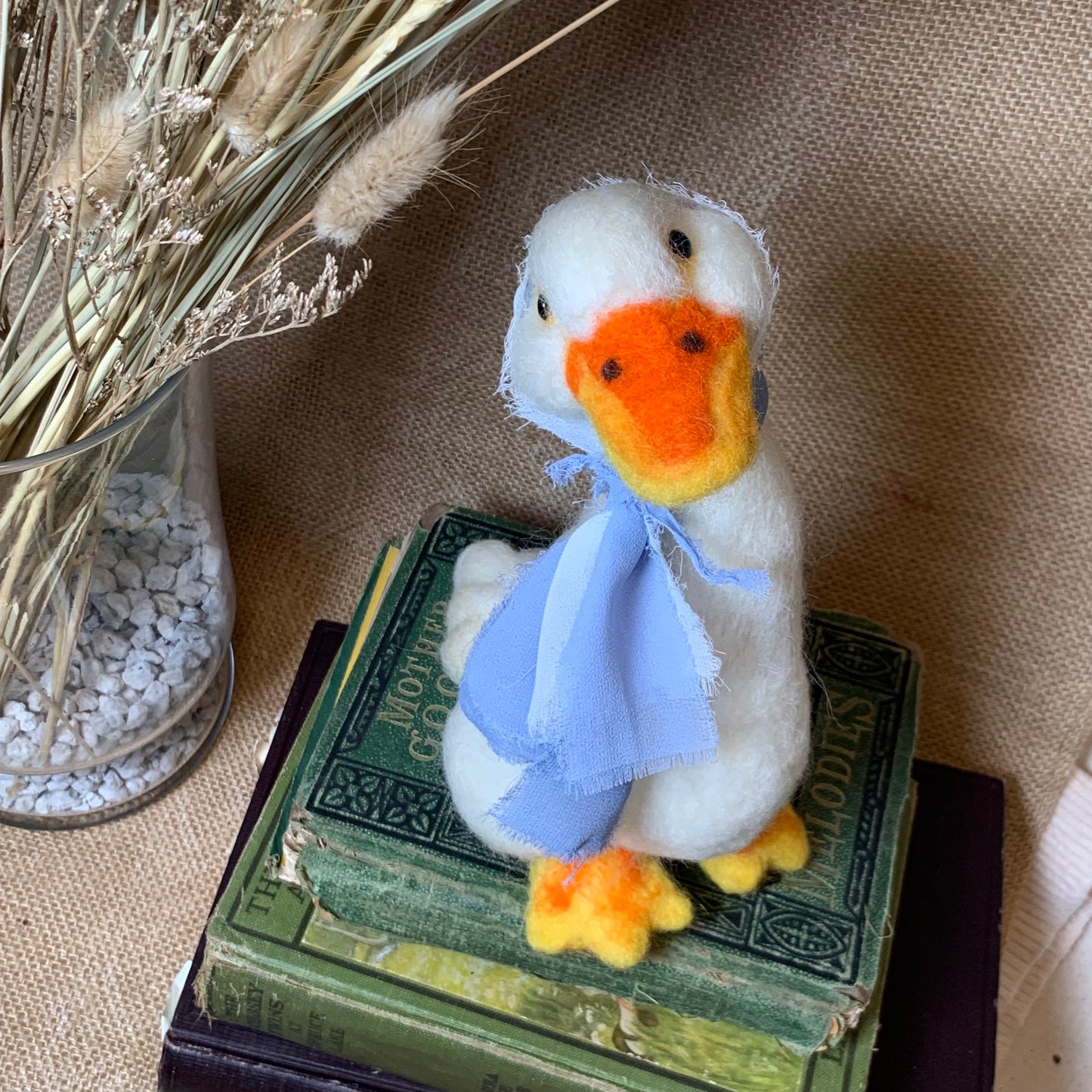 Handmade Needle Felted Lady Goose Glyceria – Wool Valentine Ornament & Collectible