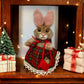 Needle-Felted Bunny the Christmas Rabbit– Handmade Natural Fiber Doll | Holiday Art Collectible