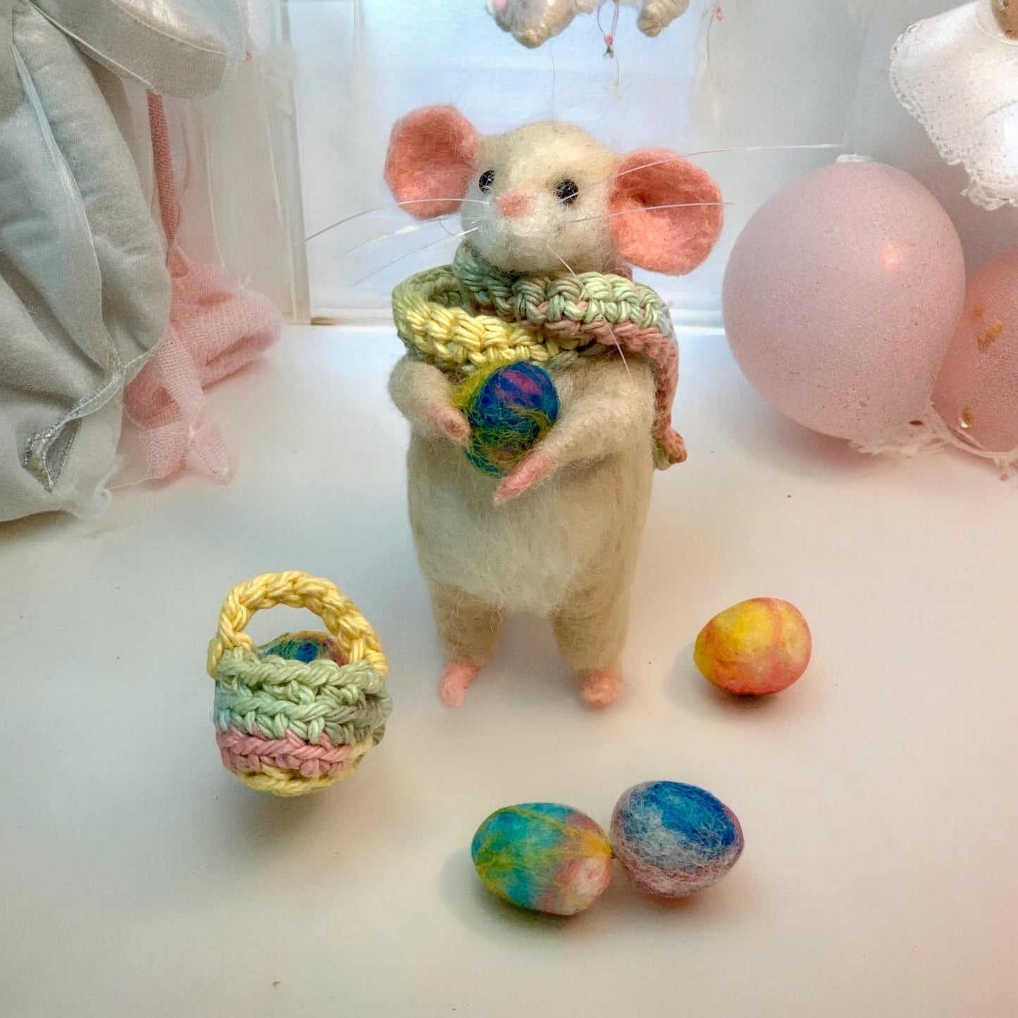 Needle-Felted Pip the Mouse – Handmade Easter Decoration | Natural Fiber Art Doll