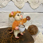 Maximilian Nibbleton the Coffee Mouse – OOAK Needle Felted White Mouse | Handmade Art Doll